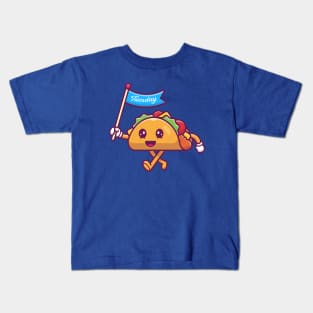 Cute Taco Holding Tuesday Flag Cartoon Kids T-Shirt